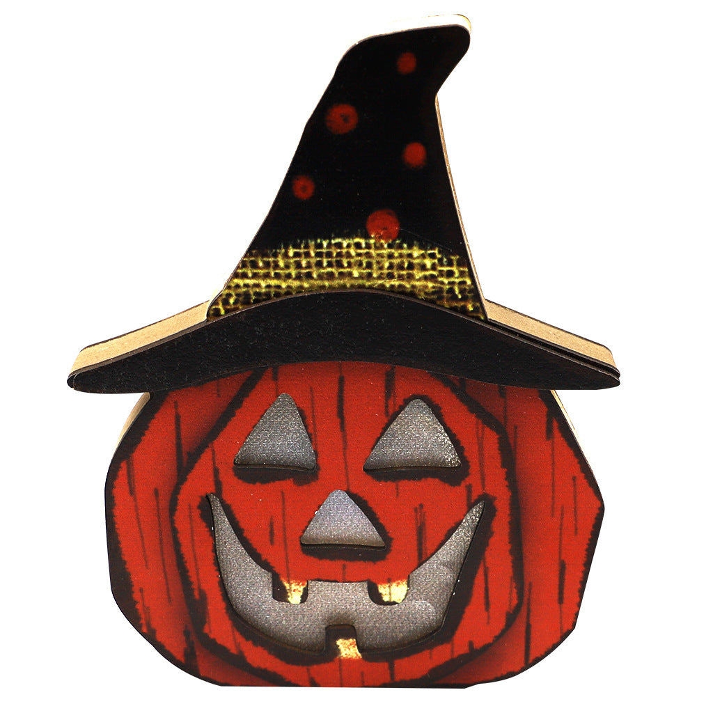 🎃 Creative Wooden Pumpkin Lamp – Halloween Glow Decoration