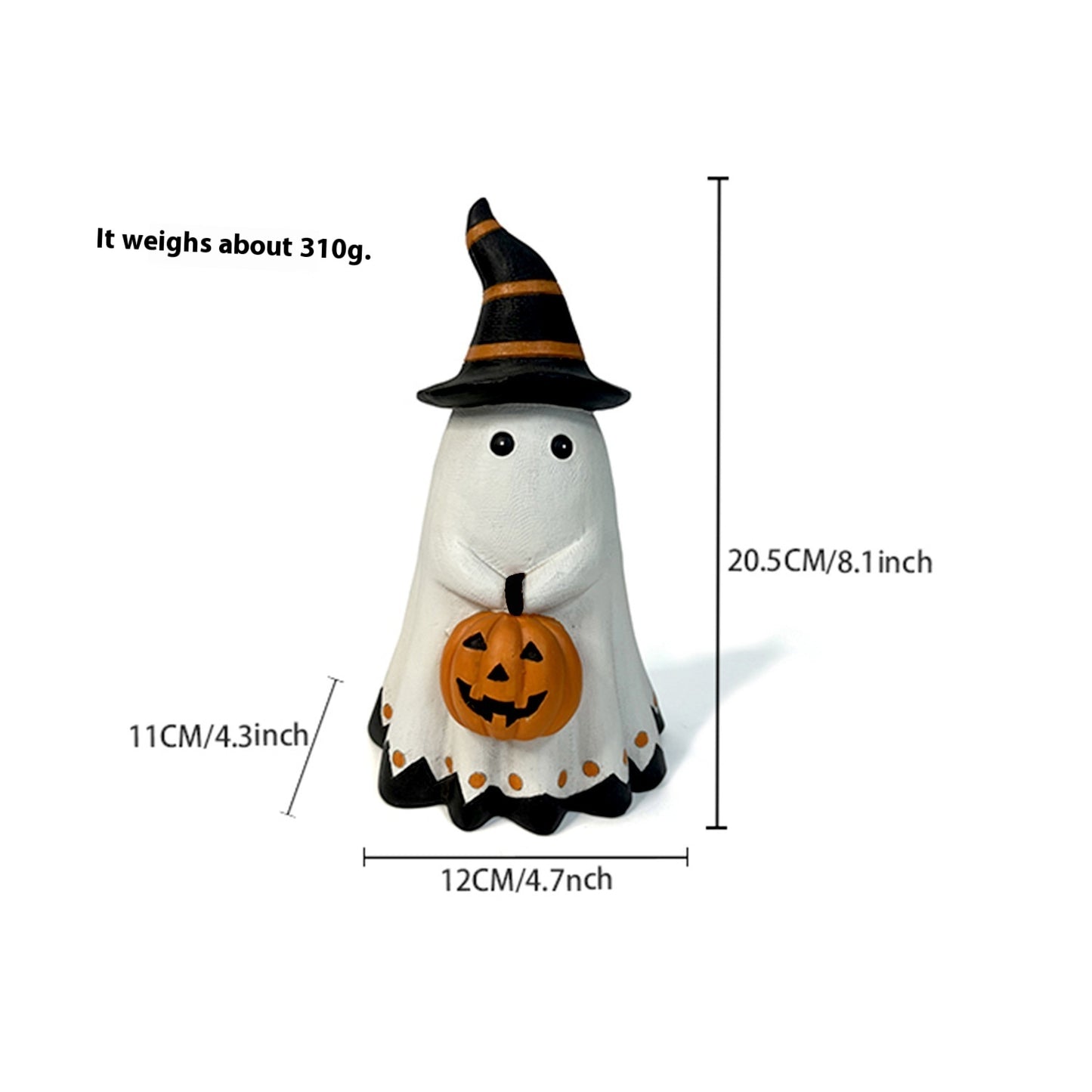 👻 Halloween Ghost Pumpkin Ornament – Resin Craft Decor