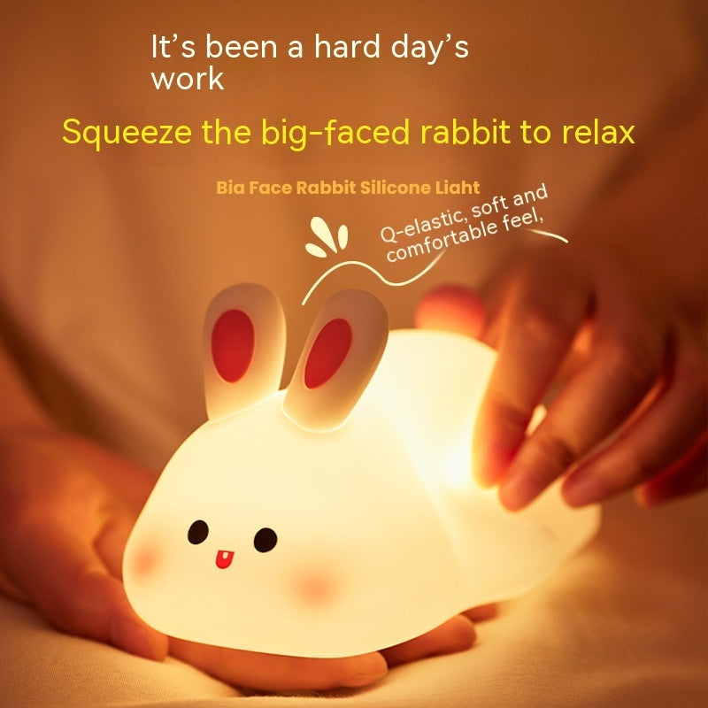 Lying Bunny LED Night Light – Touch Sensor Silicone Bedside Lamp for Kids