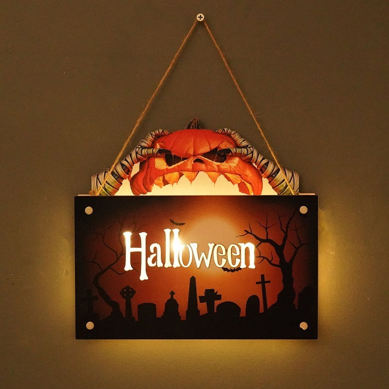 🎃 Spooky Halloween Door Sign – Festive Wooden Wall Décor