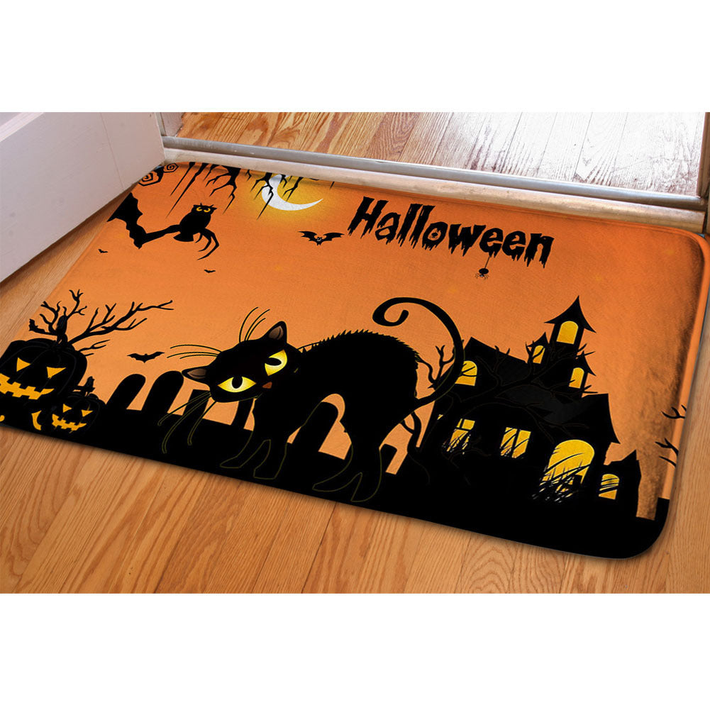 🦇 Halloween Ghost & Bat Print Toilet Rug – Spooky Bathroom Decor