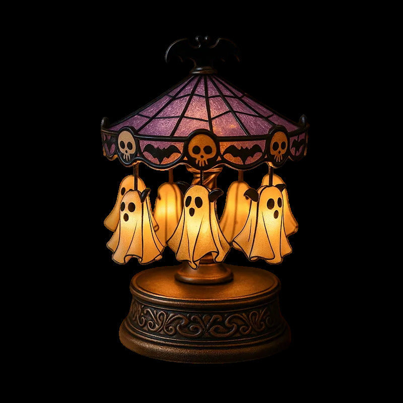 👻 Cute Ghost Carousel Night Light – Magical Home Decor