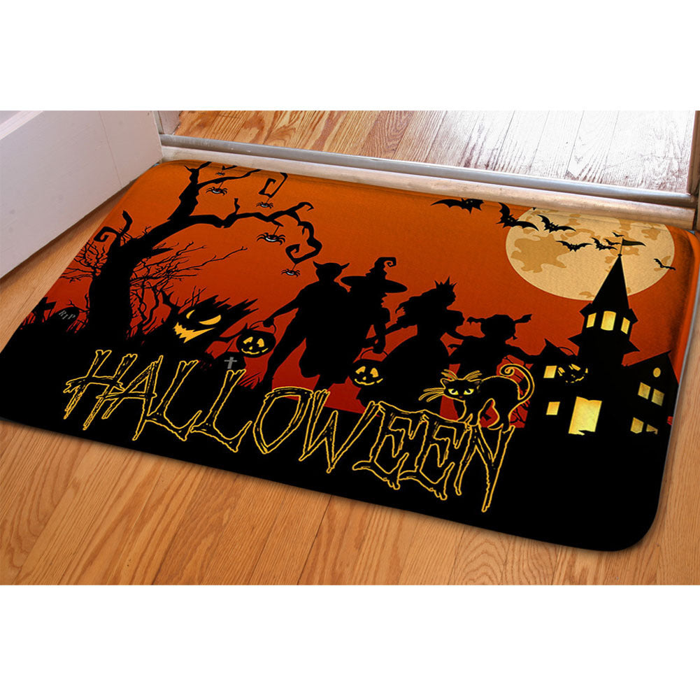 🦇 Halloween Ghost & Bat Print Toilet Rug – Spooky Bathroom Decor