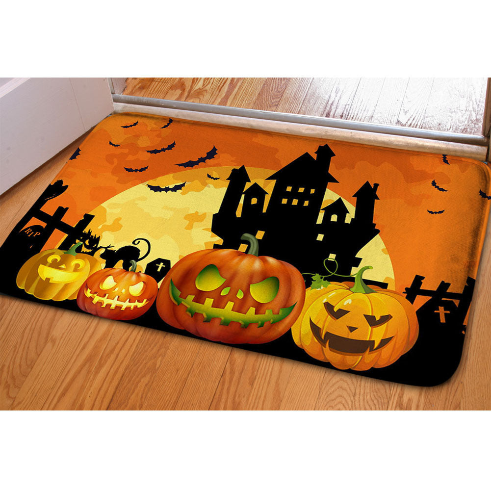 🦇 Halloween Ghost & Bat Print Toilet Rug – Spooky Bathroom Decor