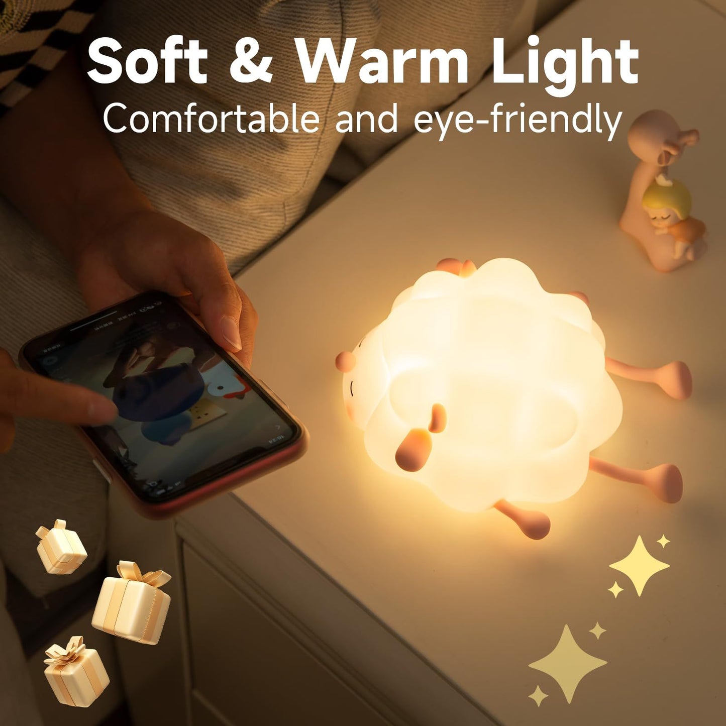 Sheep LED Night Light – Touch Sensor Silicone Bedside Lamp for Kids' Room & Sleep Decor