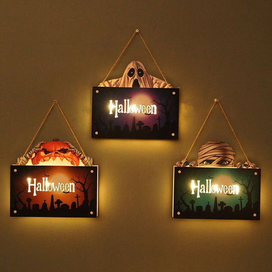 🎃 Spooky Halloween Door Sign – Festive Wooden Wall Décor