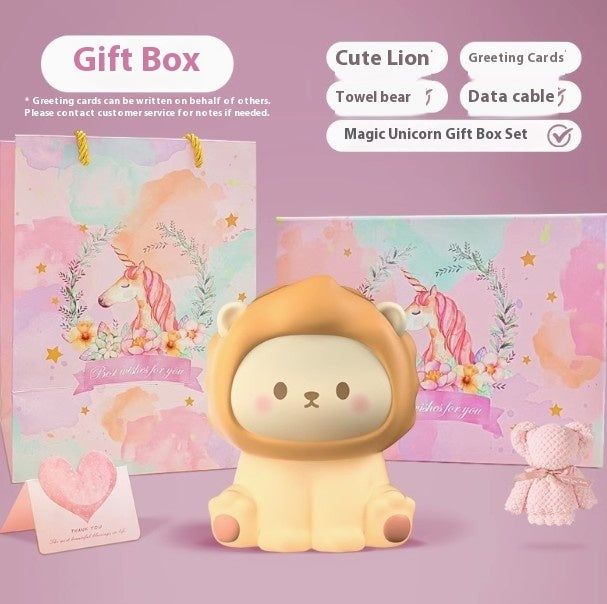Lion Silicone Night Light – Soft Glow, Dimmable & Rechargeable Bedside Lamp for Kids