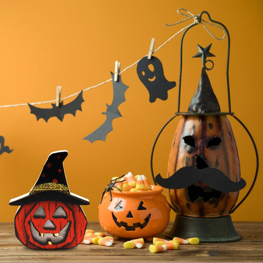 🎃 Creative Wooden Pumpkin Lamp – Halloween Glow Decoration