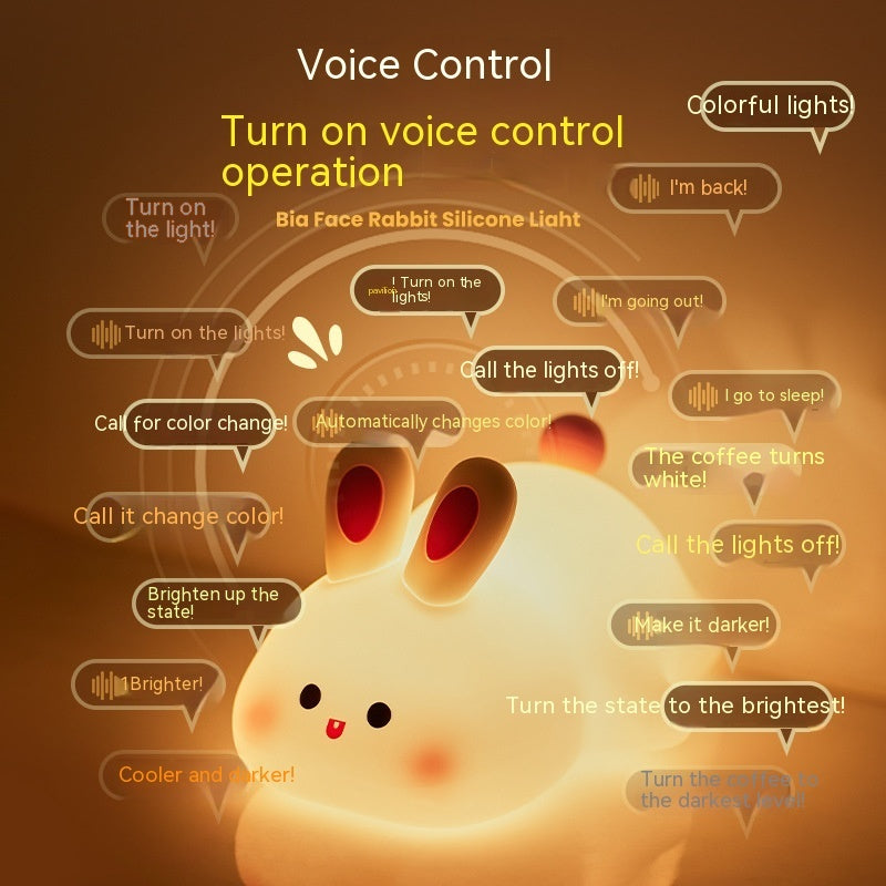 Lying Bunny LED Night Light – Touch Sensor Silicone Bedside Lamp for Kids
