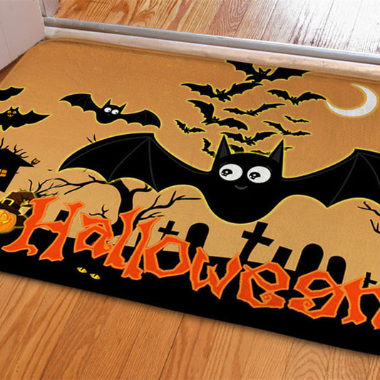 🦇 Halloween Ghost & Bat Print Toilet Rug – Spooky Bathroom Decor