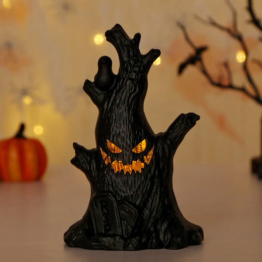 🌙 Halloween Ghost Tree Pumpkin Lamp – Spooky Stump Decoration