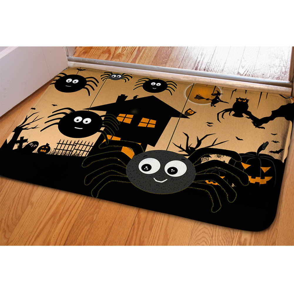 🦇 Halloween Ghost & Bat Print Toilet Rug – Spooky Bathroom Decor