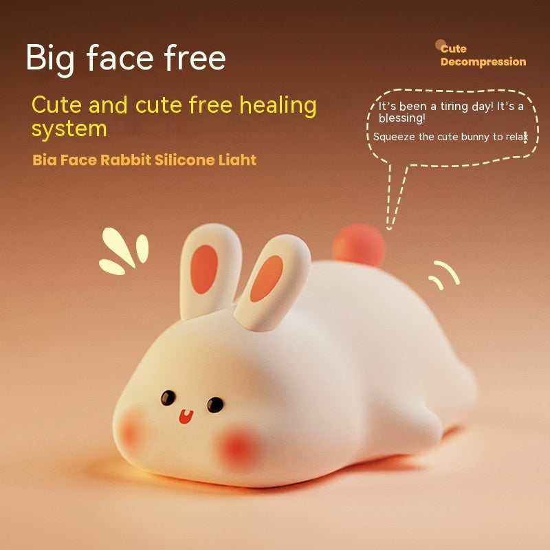 Lying Bunny LED Night Light – Touch Sensor Silicone Bedside Lamp for Kids