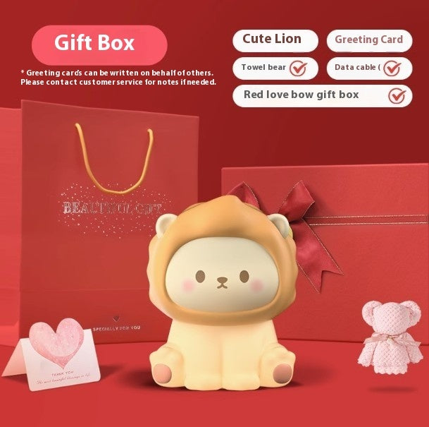 Lion Silicone Night Light – Soft Glow, Dimmable & Rechargeable Bedside Lamp for Kids