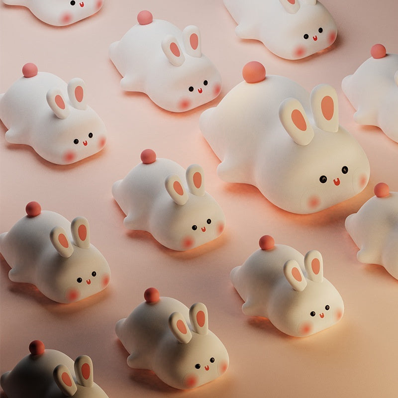 Lying Bunny LED Night Light – Touch Sensor Silicone Bedside Lamp for Kids